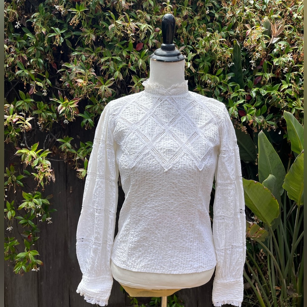 Vintage 70s Mexican lace top, XS